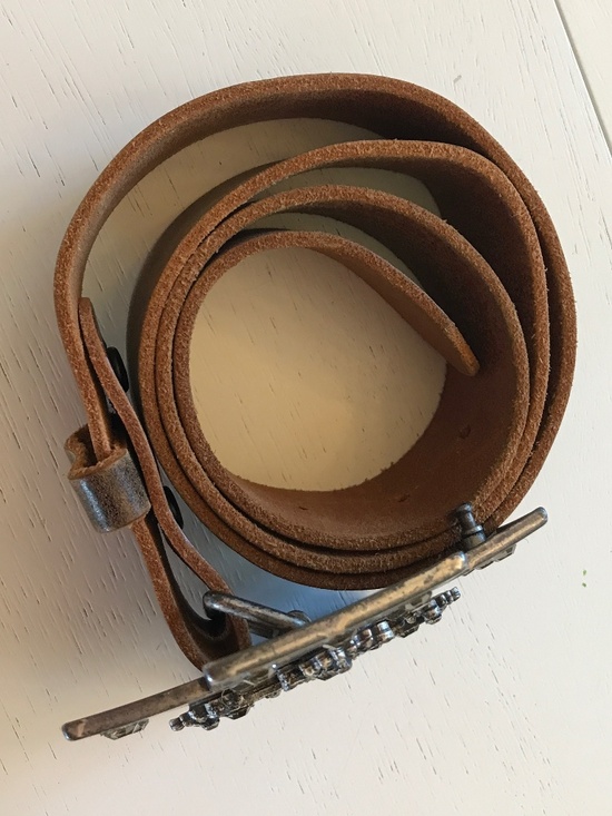 VINTAGE LEATHEROCK WESTERN-BOHO RHINESTONE STATEMENT CROSS BUCKLE Y2K BELT main image 9